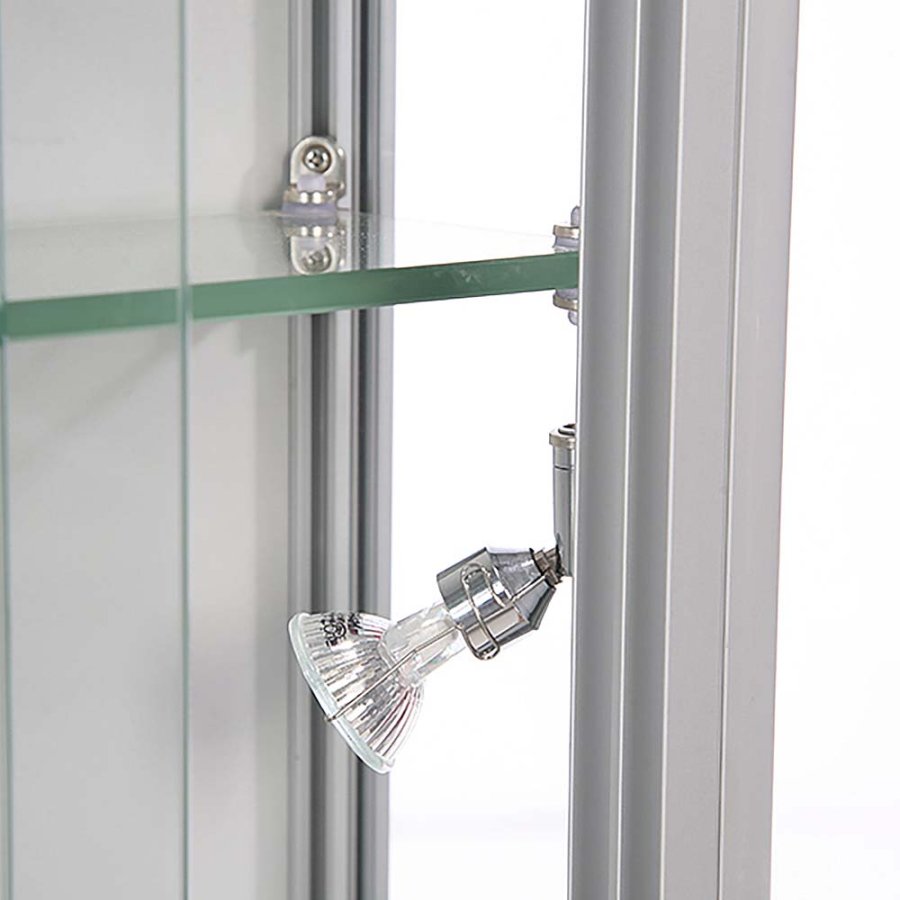 Vitrine - Showcase Wall Duo Glasvitrine mit LED-Licht und Schloss - Silber