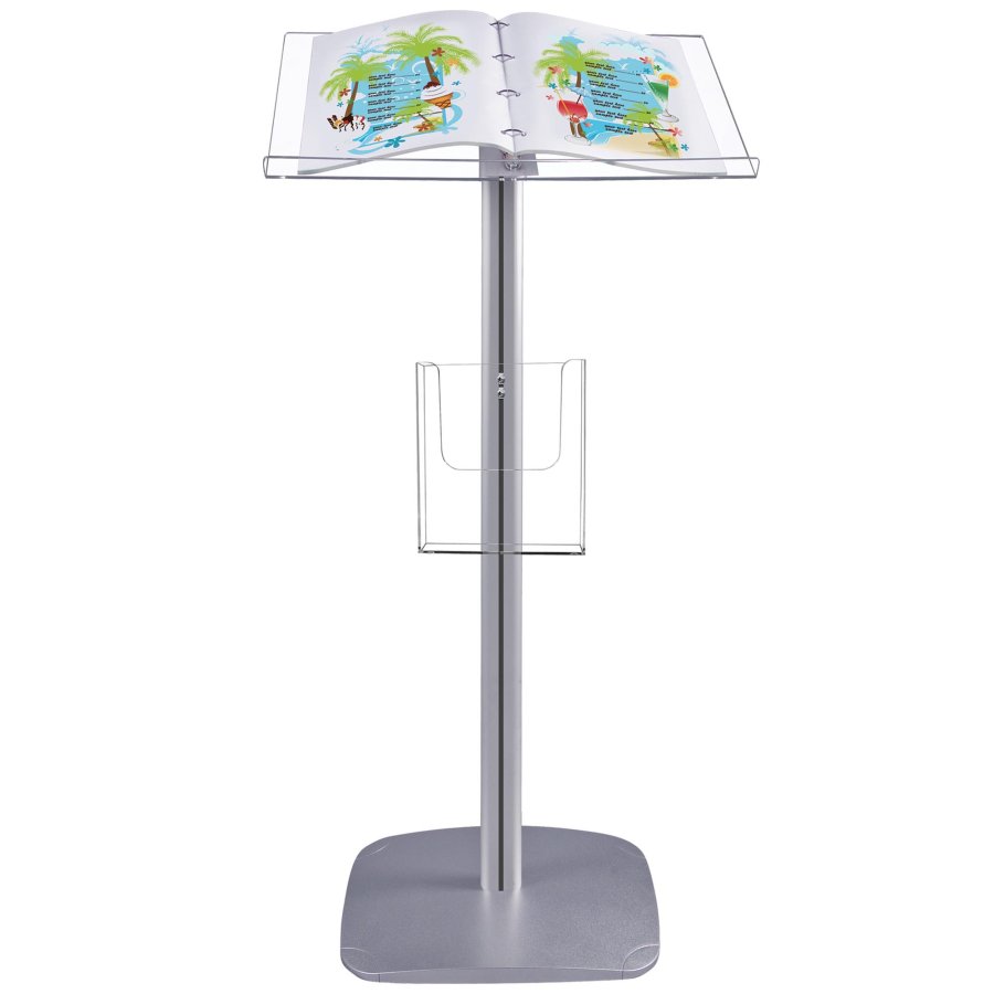 Flick Men&uuml;kartenst&auml;nder horizontal - A4 Blattauflagest&auml;nder - 21 x 29,7 cm - Silber