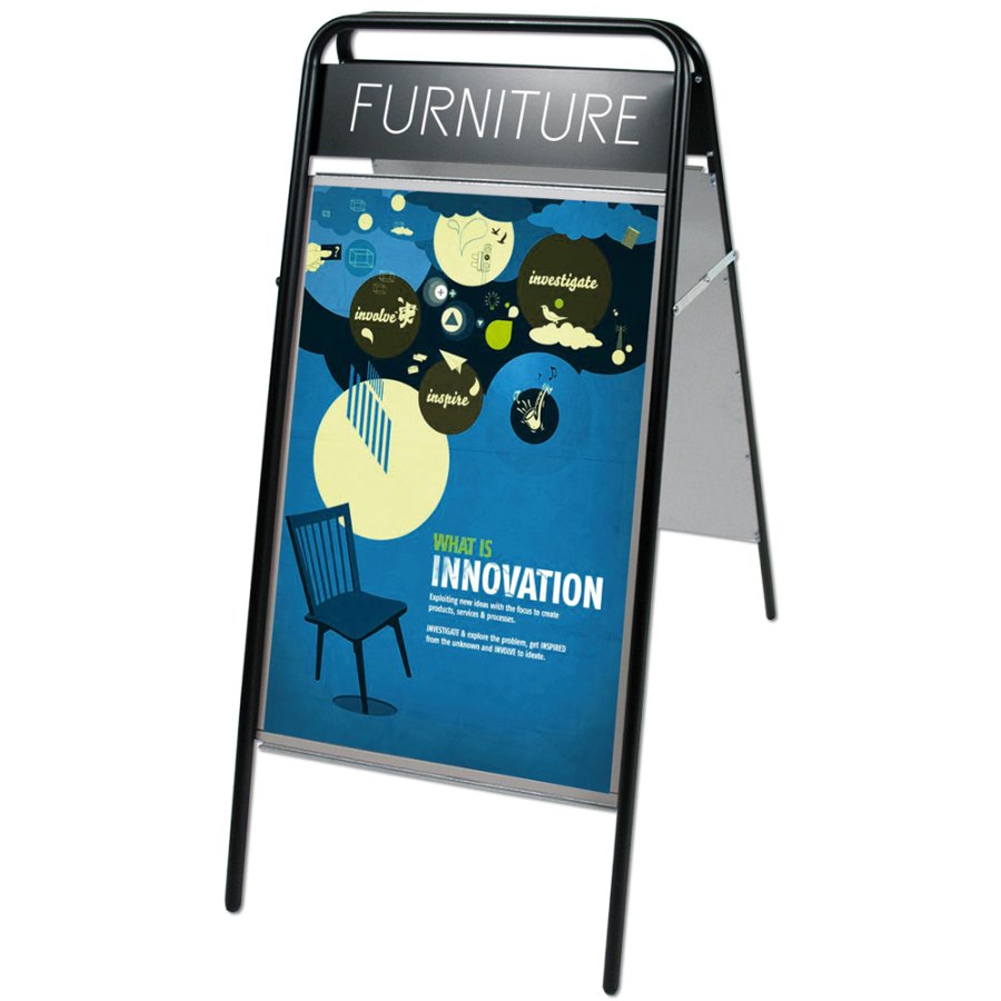 Expo Sign Kundenstopper mit Logo schild - 50x70 cm - schwarz