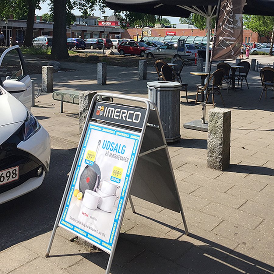 Expo Sign Kundenstopper mit Logo schild - 70x100 cm - Silber