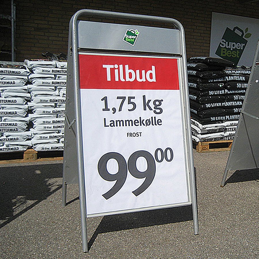 Expo Sign Kundenstopper mit Logo schild - 70x100 cm - Silber