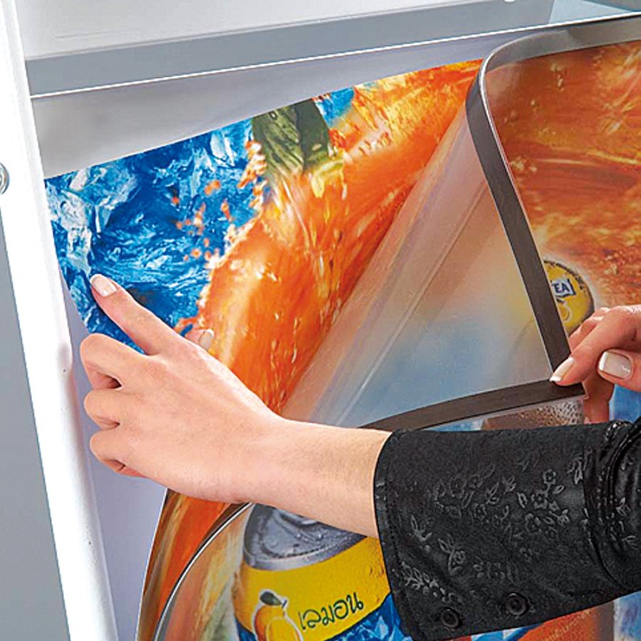 Kundenstopper mit Logoplatte, Ellipse Lux, A1, A1 - 59,4 x 84,1 cm