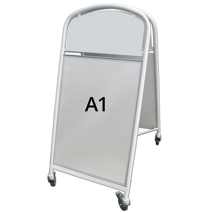 Kundenstopper mit Logoplatte, Ellipse Lux, A1, A1 - 59,4 x 84,1 cm