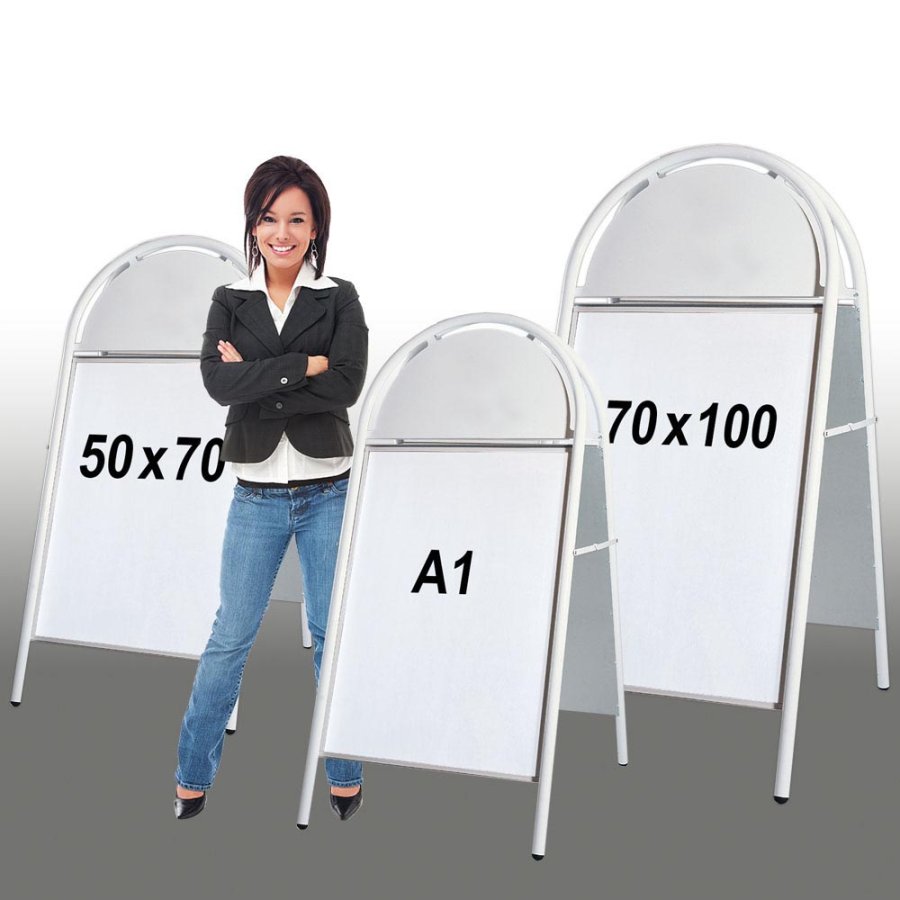 Expo Gotik Lux Kundenstopper mit Logo schild - 50x70 cm - wei&szlig;