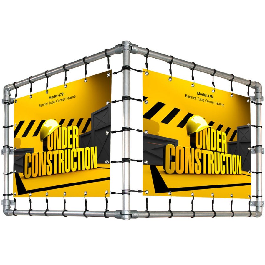 Banner Tube Corner Frame, Wandrahmen aus Aluminiumrohr 0,3mm / &Oslash; 48mm - 150 x 50 cm
