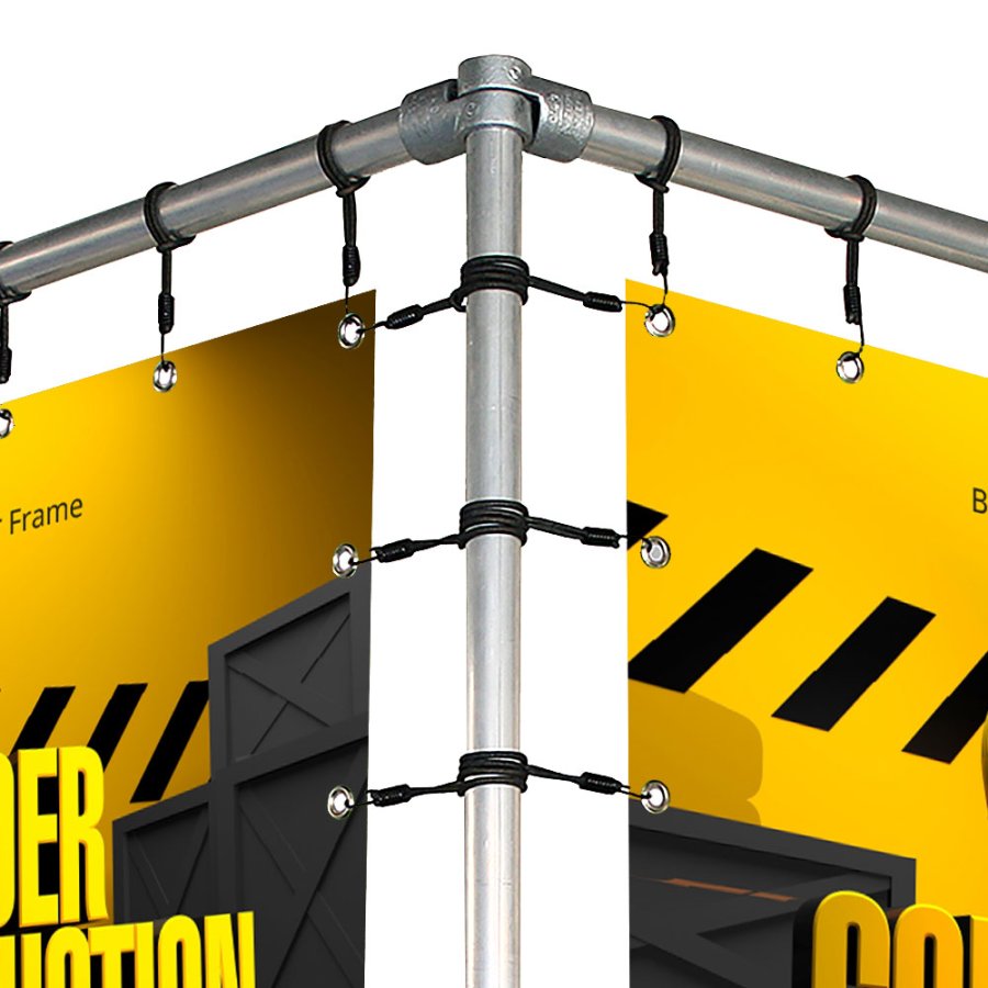 Bannerdisplay, drau&szlig;en, Wandmontage, Banner Tube Corner Frame, Aluminiumrohr 0, 3 mm &Oslash; 48 mm, 150 x 100 cm