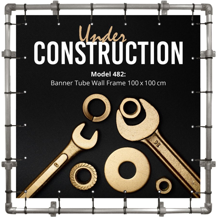 Banner Tube Wall Frame, Rahmen mit Wandhalterung, aus 48mm Aluminiumrohr, 100 x 100 cm