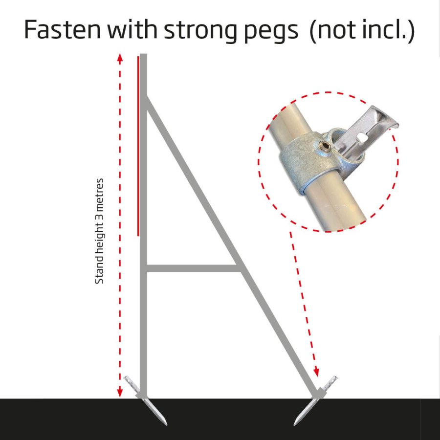 Banner Tube High Stand, freistehender Rahmen aus Aluminiumrohr 0,3mm / &Oslash; 48mm - 200 x 100 cm