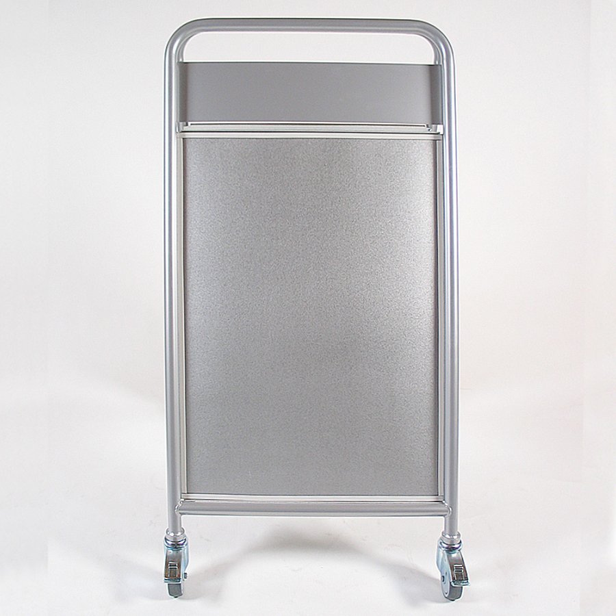 Expo Sign Lux Kundenstopper mit Logo schild und R&auml;dern - Silber - 50 x 70 cm