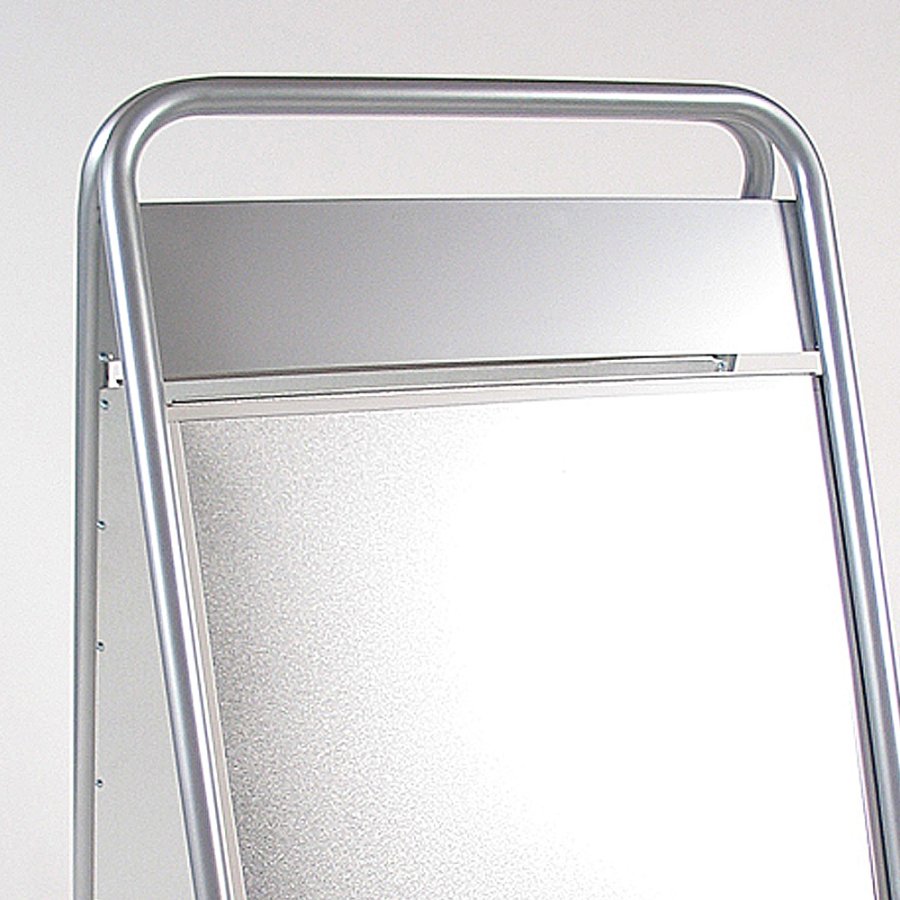 Expo Sign Lux Kundenstopper mit Logo schild und R&auml;dern - Silber - 50 x 70 cm