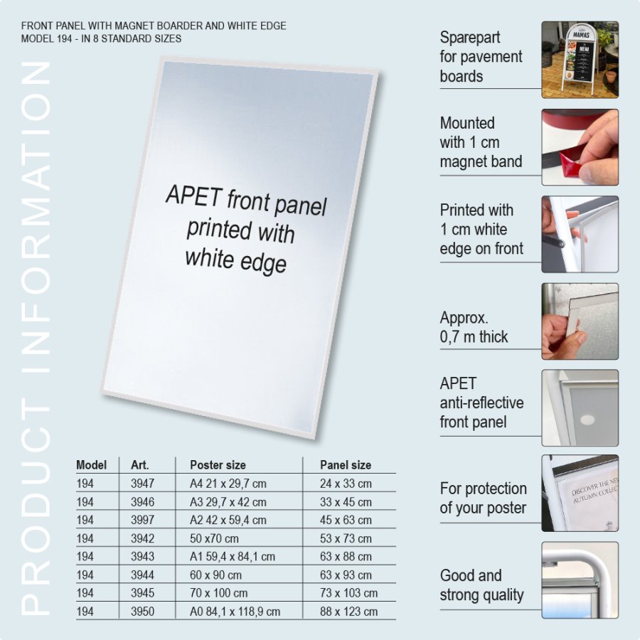 Ersatzfolie f&uuml;r Klapprahmen/Kundenstopper, PET magnetisch, A2 - 42 x 59,4 cm