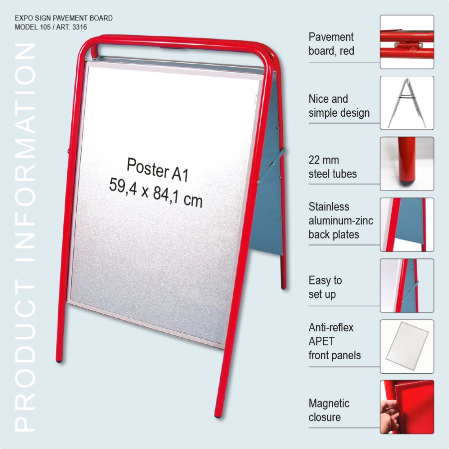 Kundenstopper, Expo Sign, 22 mm, Rot, A1 - 59,4 x 84,1 cm