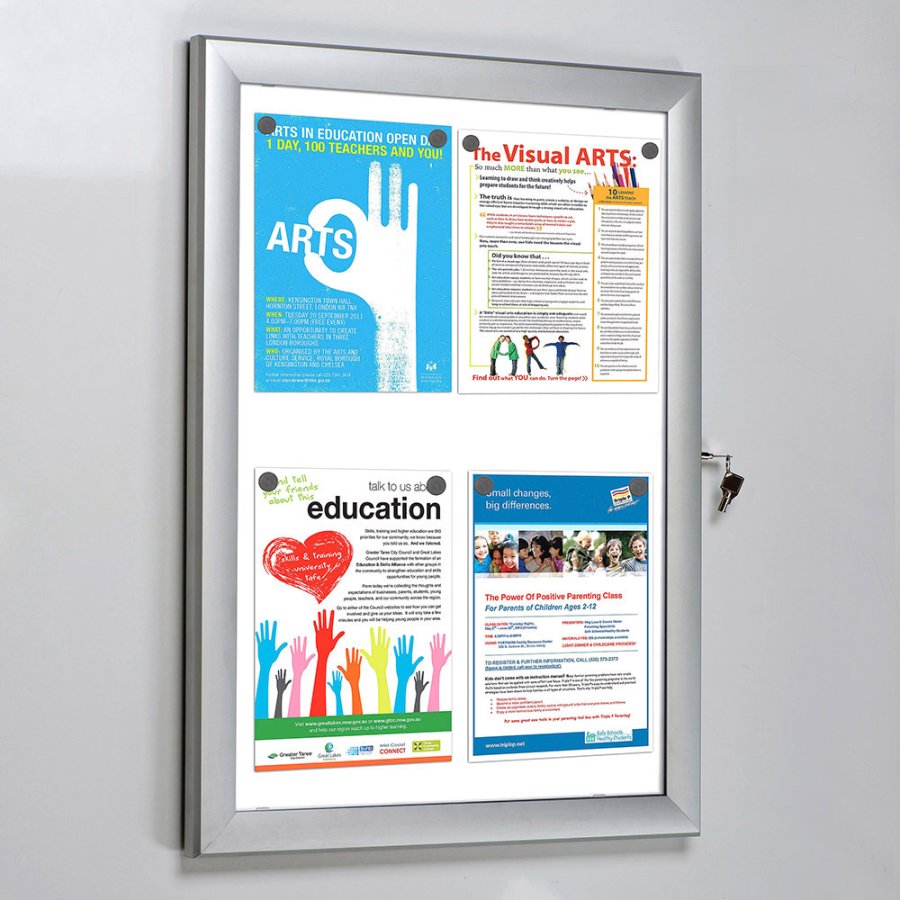 Infobox mit Schloss, 4 x A4, Alu/Silber