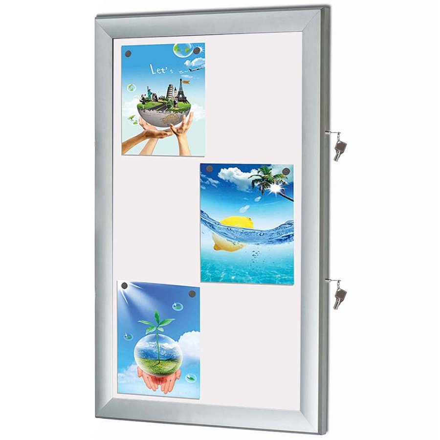 Infobox mit magnetischem Verschluss, 6 x A4, D27 mm, alu/silber