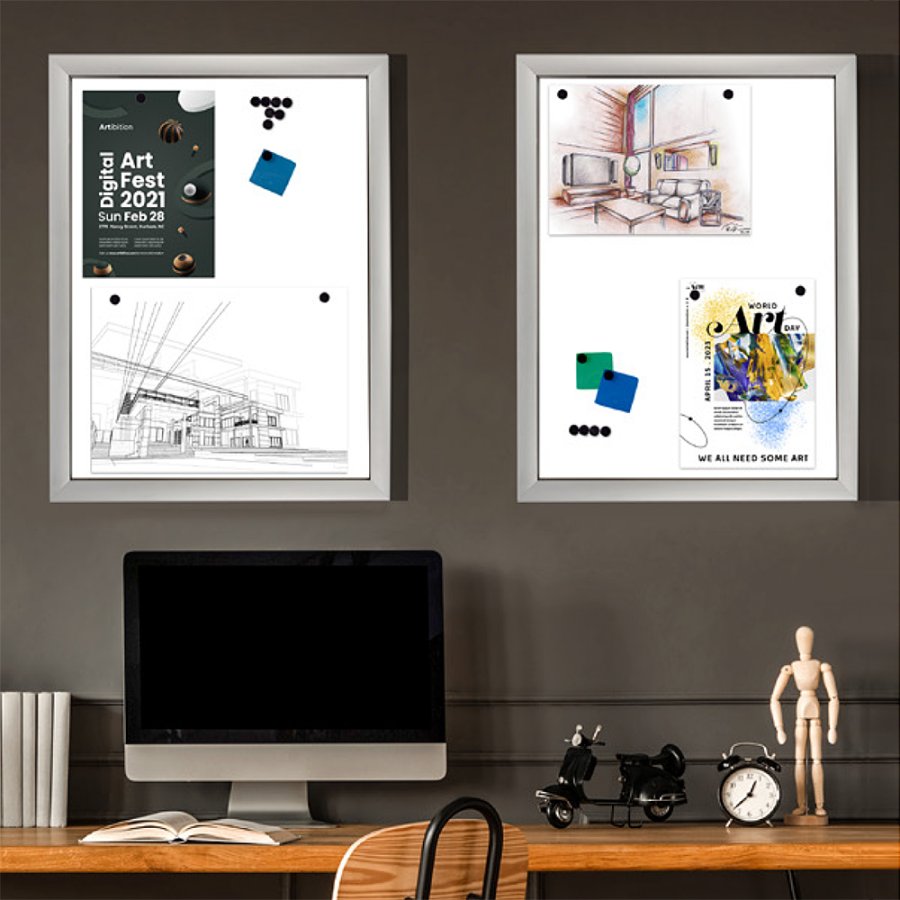 Infobox mit Schloss, 4 x A4, Alu/Silber