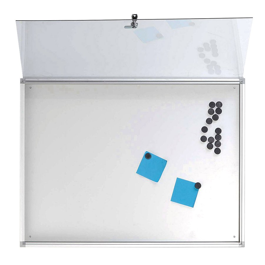 Infobox mit Magnetische Whiteboard-Tafel, abschlie�bar vorne, 4 x A4, f�r den Innenbereich, 51,5 x 68,5 cm
