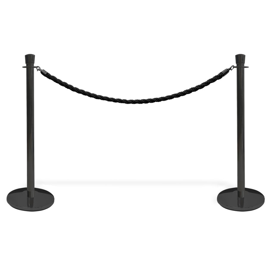 Crowd Control Wandhalter Absperrpfosten mit Seil, Schwarz